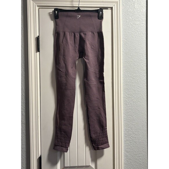 Gymshark Vital Seamless Leggings Womens Purple 11 5/8" Waist Ribbed Ventholes - Picture 4 of 4
